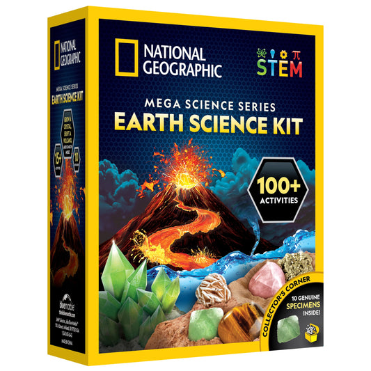 NATIONAL GEOGRAPHIC Earth Science Kit – 100+ Science Experiments & Activities for Kids, Crystal Growing, Volcano Science Kit, Rock Collection, STEM Project Toy for Boys & Girls (Amazon Exclusive)