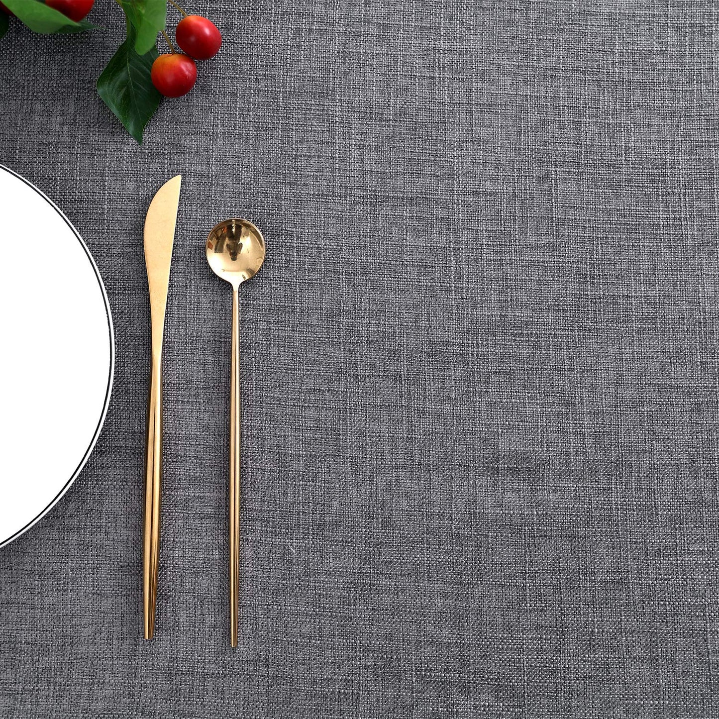 maxmill Flaxy Faux Linen Tablecloth with 2-Tone Slubby Texture Wrinkle Free Anti-Shrink Soft Table Cloth for Kitchen Dining Tabletop for Outdoor and Indoor Use Rectangle 60 x 84 Inch Charcoal