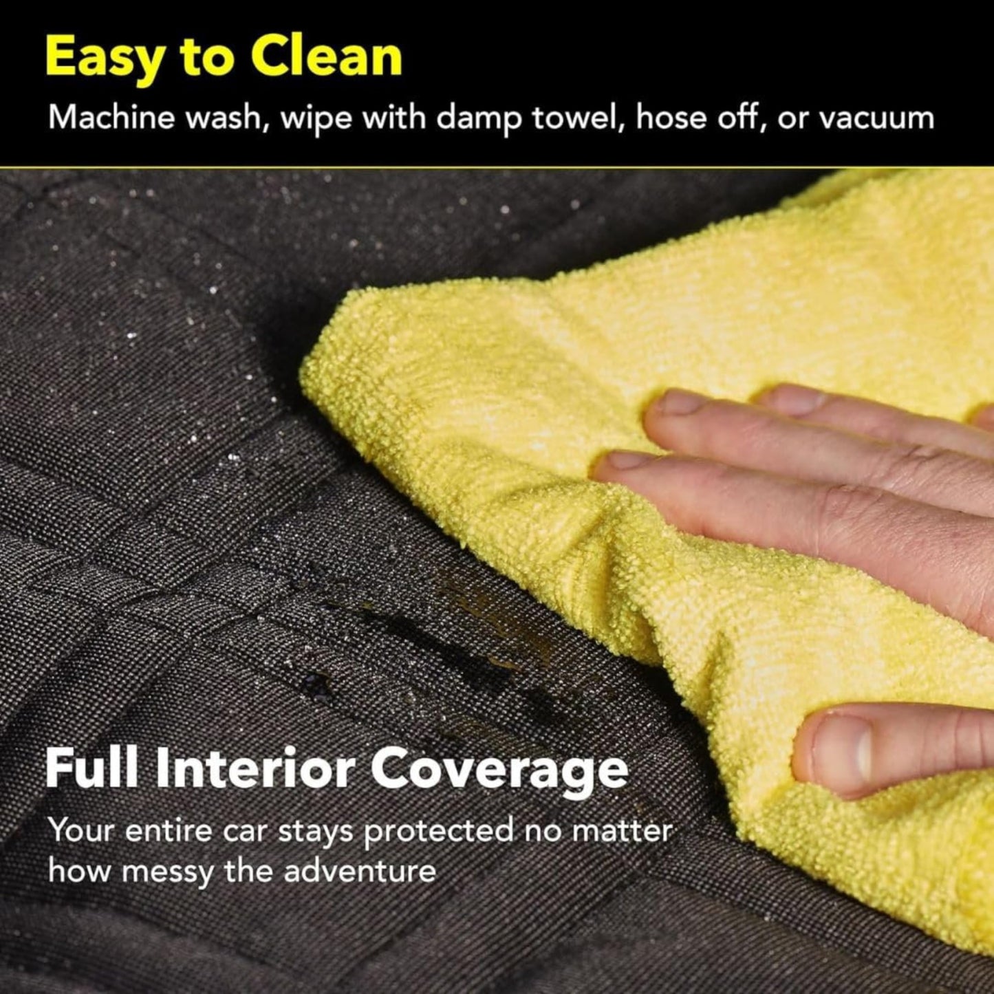 Meadowlark XL Dog Seat Covers Unique Design & Full Car Protection-Doors,Headrests & Backseat. Extra Durable Zippered Side Flap, Waterproof Hammock Pet Seat Cover + Seat Belt & 2 Headrest Protectors