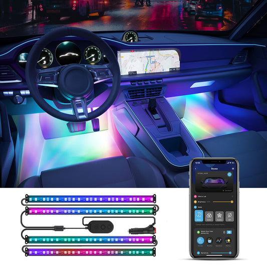 Govee Car LED Strip Lights, Smart RGBIC Interior Car Lights with APP Control, 4 Music Modes, 30 Scene Options and 16 Million Colors, 2 Lines Design LED Lights for Car Decor, DC 12V
