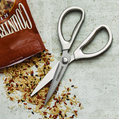 Farberware All Purpose High Carbon Stainless Steel Shears with Contoured Handles, Silver