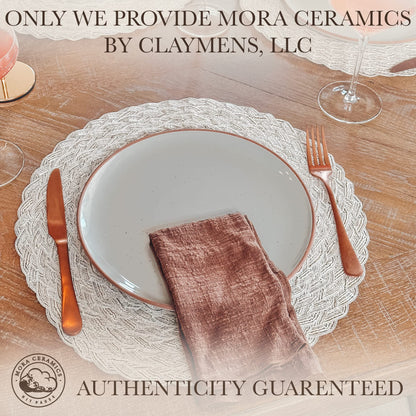 Mora Ceramic Dinner Plates Set of 6, 10 inch Dish Set - Microwave, Oven, and Dishwasher Safe, Scratch Resistant, Modern Rustic Dinnerware- Kitchen Porcelain Serving Dishes - Earl Grey