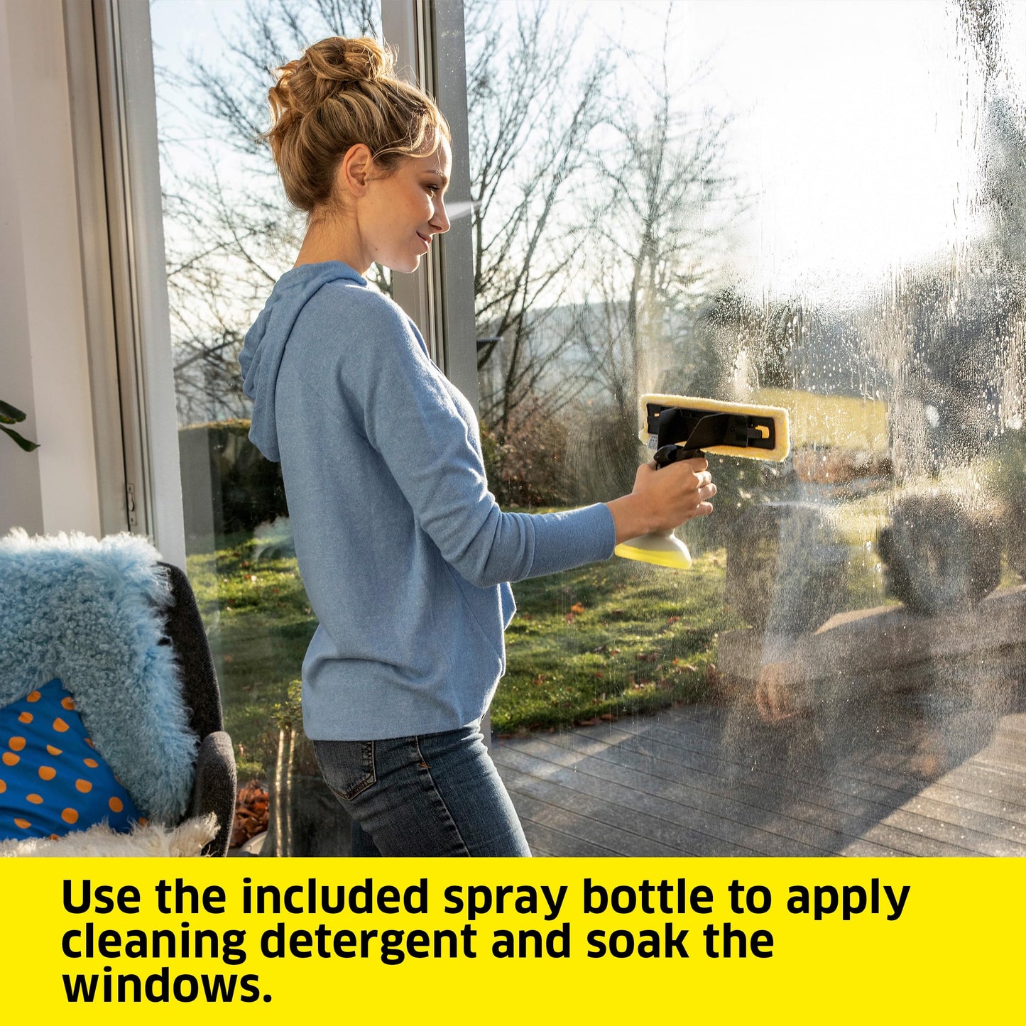 Kärcher WV 1 Plus Black Edition Window Vacuum Squeegee - for Showers, Mirrors, Glass, & Countertops - 10 in. Squeegee Blade