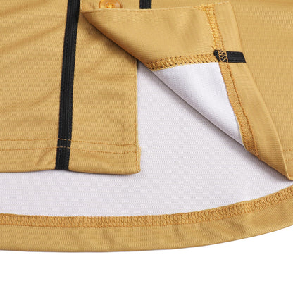 Pullonsy Men's Baseball Jersey for Women Father Mother Sports Uniform Workout Gym Fitness Outfits Fashion Custom Tops,Black Stripe Old Gold Jersey,Size 3XL