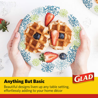 Glad Tabletop 10.25" Round Paper Plates in Blue Hydrangea; 50 Count (BB0100)