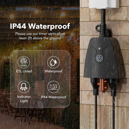 Outdoor Smart WiFi Plug, HBN Heavy Duty Wi-Fi Timer with Two Grounded Outlet, Wireless Remote Control by App Compatible with Alexa and Google Home Assistant 2.4 GHz Network only, ETL Listed (1 Pack)