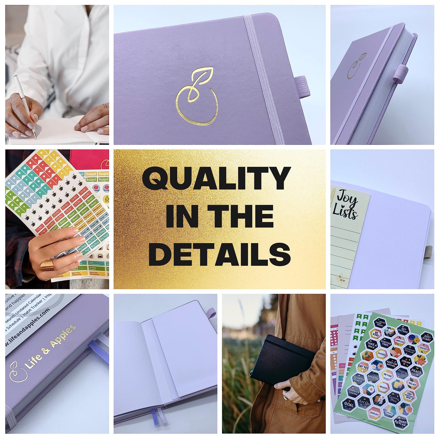 Life & Apples Wellness Journal Planner – Food Log, Fitness Tracker, Habit Tracker, Weight Loss Journal for Diet Tracking and Health Goals, Undated, Size A5 Lavender