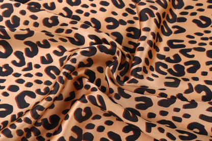GERINLY Animal Print Scarfs for Women Leopard Neck Scarf Satin Head Scarves for Ponytail Brown Silk Purse Charm(Leopard)