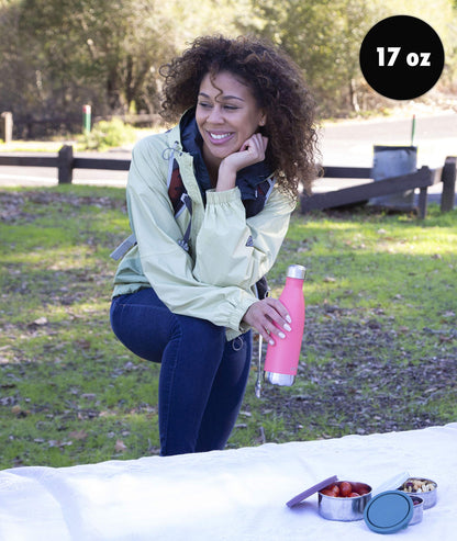 MIRA 2 Pack 17 oz Insulated Water Bottle - Stainless Steel Cola Shape Thermos - Double Wall Hot & Cold Flask (24Hr Cold/12Hr Hot) - Pearl Blue & Hawaiian Blue