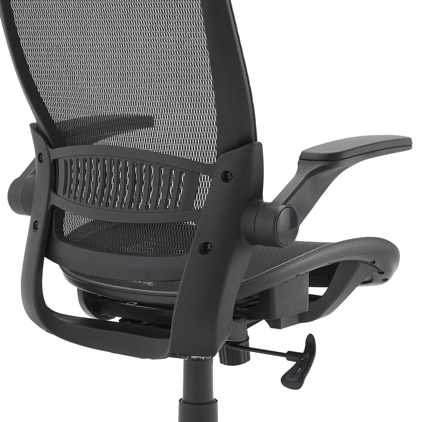 Amazon Basics Ergonomic High-Back Desk Chair, Comfortable Flip-Up Armrests, Contoured Mesh Seat, Swivel, Black, 25.5"D x 26.25"W x 49.25"H
