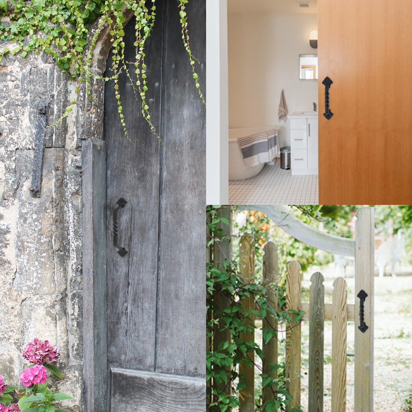 OVOV 4 Pack Barn Door Pull Handle Hardware for Wooden Garden Gate Shed Cabinet Door (4Pcs 6inch)