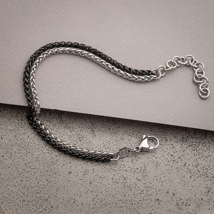 Galis Mens Bracelet - 7" Stainless Steel for Men, Non Tarnish Silver Plated Rope Chain Bracelets with Lobster Claw Clasp, To My Man Bracelets, Stylish Gifts for Dad, Husband, Boyfriend