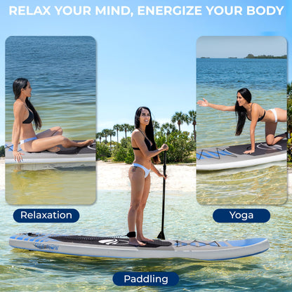 SereneLife Inflatable Stand Up Paddle Board - Wide Stable Design, Non-Slip Deck for Adults & Youth with Premium Paddle Board Accessories: Carry Bag, Dual Action Pump, Paddle, Ankle Leash - 10'6"