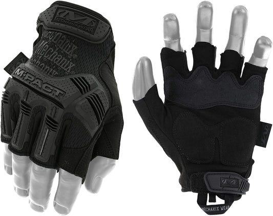 Mechanix Wear M-Pact Fingerless Tactical Impact Resistant Gloves - Impact Protection & Vibration Absorption - Heavy Duty - Machine Washable - Large - Covert Black