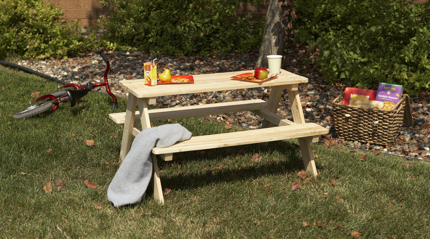 Merry Garden Kids Wooden Picnic Bench Outdoor Patio Dining Table, 37 x 10.8 x 4.9, Brown