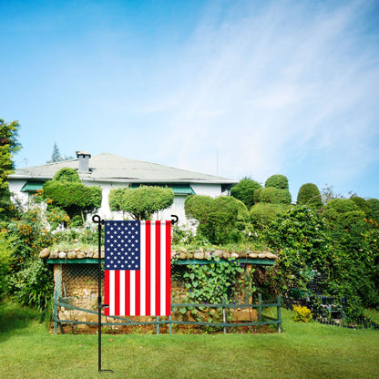 HOOSUN Garden Flag Stand, Premium Garden Flag Pole Holder Metal Powder-Coated Weather-Proof Paint with Tiger Clip and Spring Stoppers without flag