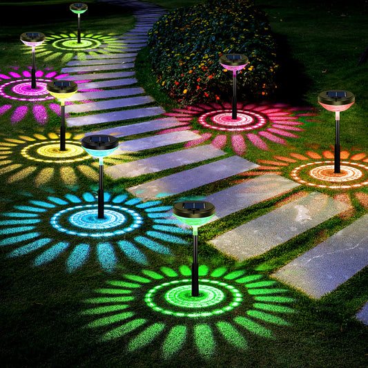 Nupostai 8 Pack Solar Pathway Lights, Multicolor & Warm White LED, IP67 Waterproof, Outdoor Garden Yard Lawn Landscape Decorative