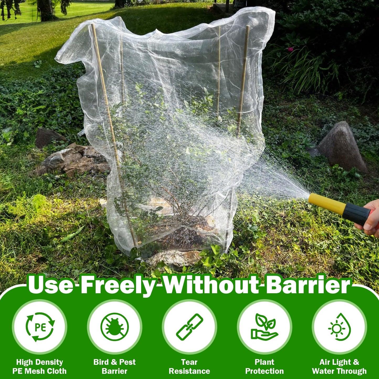4 Pack Garden Mesh Netting for Plants 2.6x3.3ft - 3.3x4.9ft Insect Bird Netting Pest Barrier Bag with Drawstring 2 Size Fruits Tree Blueberry Bush Netting Cover Bag Protection for Vegetables Tomato