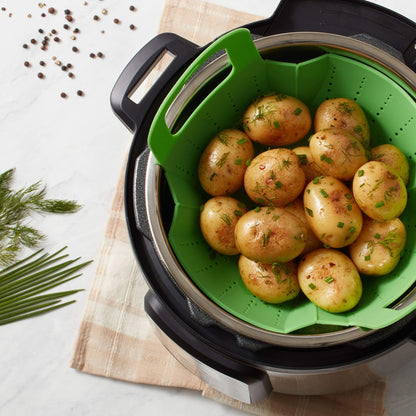 Instant Pot Official Silicone Steamer Basket, Versatile and BPA-Free, Compatible with 6 Qt. and 8 Qt. Cookers, Ideal for Steaming Vegetables, Fish, and More, Dishwasher Safe, Heat Resistant up (Green)