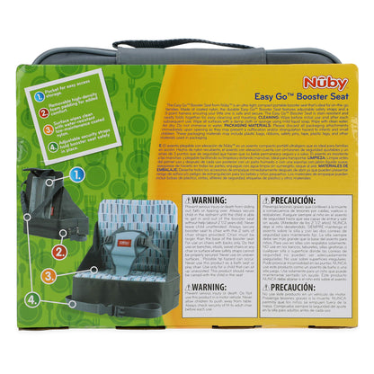 Nuby Easy Go Booster Seat - Travel Booster Seat for Babies and Toddlers - Holds Up to 35 Pounds - 9+ Months - Gray