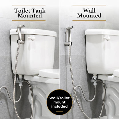 Purrfectzone Bidet Sprayer for Toilet, Handheld Sprayer Kit, Cloth Diaper Sprayer Set - Easy to Install - Stainless Steel