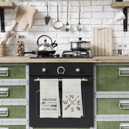 Geqtt Rustic Lake Kitchen Towels Set - Lake Dish Towels for Kitchen, Lake House Gifts, Welcome to The Lake Hand Tea Towels for Bathroom, Lake House Decor for The Home (16×24 Inches Set of 4)