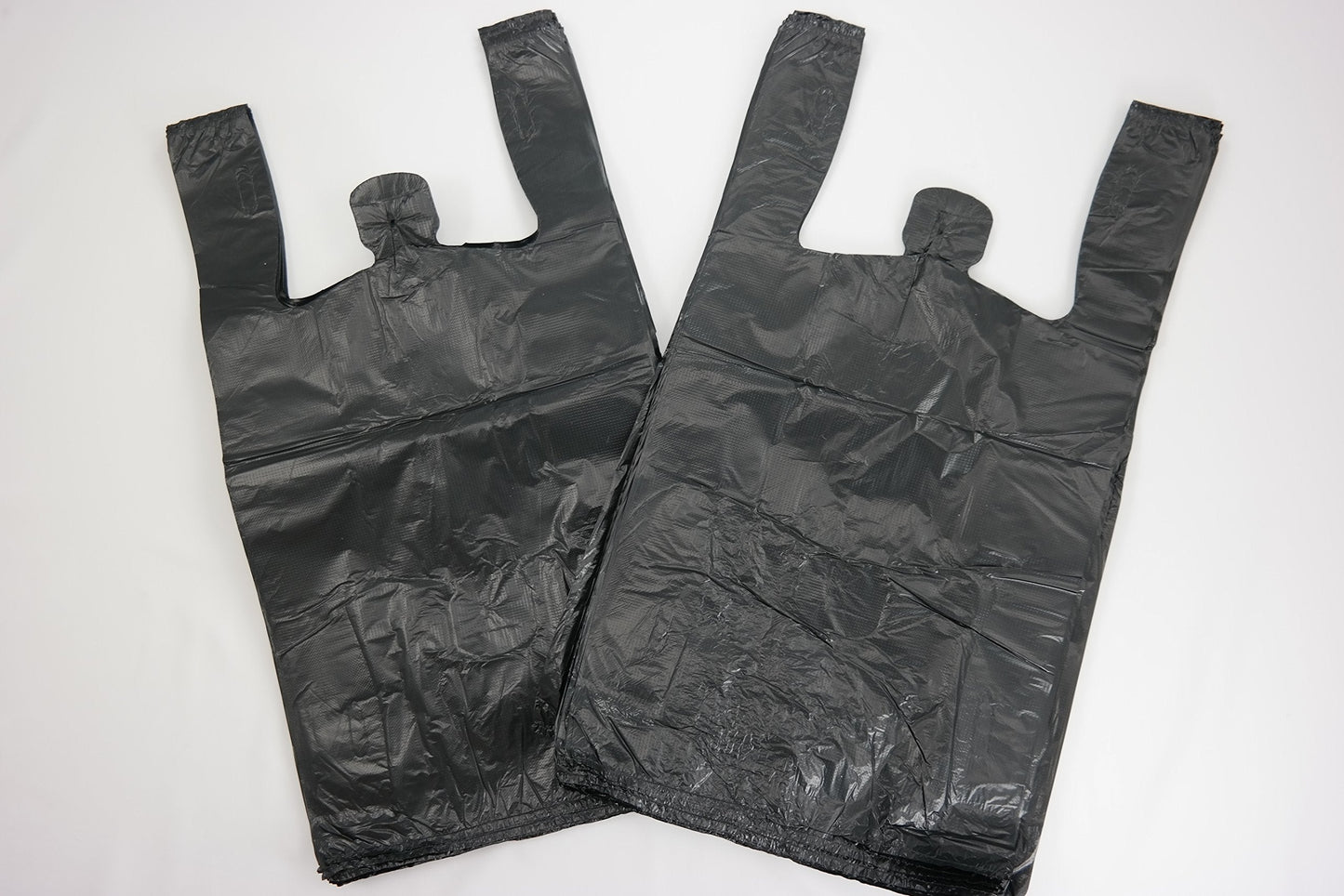 Plastic Bag-Black Plain Embossed T-Shirt Bag 11.5"x6.5"x21.5" 13 mic - 100 bags/bundles