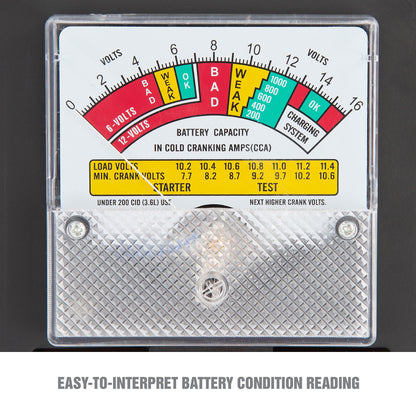 OEMTOOLS 24338 Battery Load Tester, Battery Tester 12V Automotive, Easy-to-Read Car Battery Tester, Heavy Duty Clamps, Shock Resistant Meter, Housed in Sturdy Steel Case