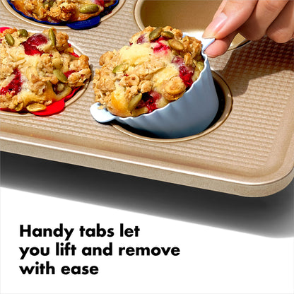 OXO Good Grips Silicone Baking Cups, Pack of 12, Reusable, BPA-Free, Dishwasher Safe, Non-Stick, Food Grade, Cupcake Cups, Muffin Cups, Cupcake Liners, Muffin Liners