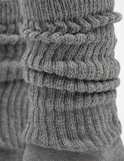 HUE Women's Slouch Socks 3 Pair Pack, White/Light Charcoal Heather/Black, One Size