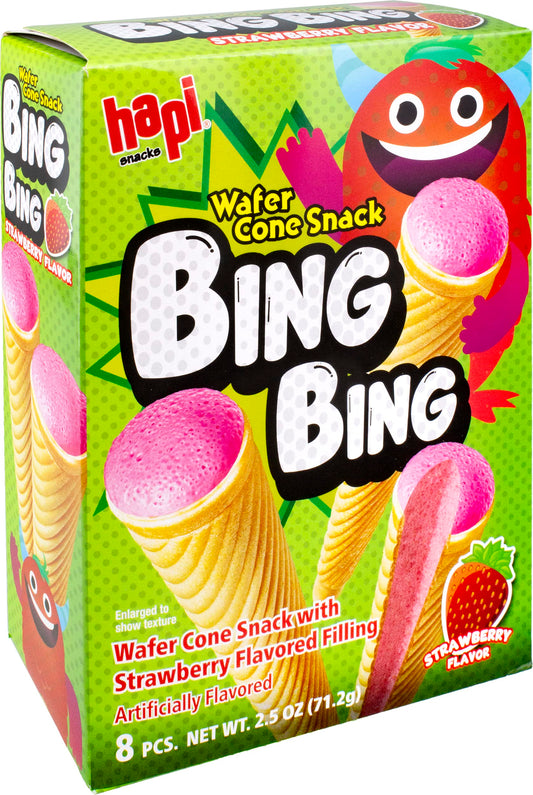 Hapi Bing Bing Cone Snack with Strawberry Flavored Filling, 2.5 Ounce