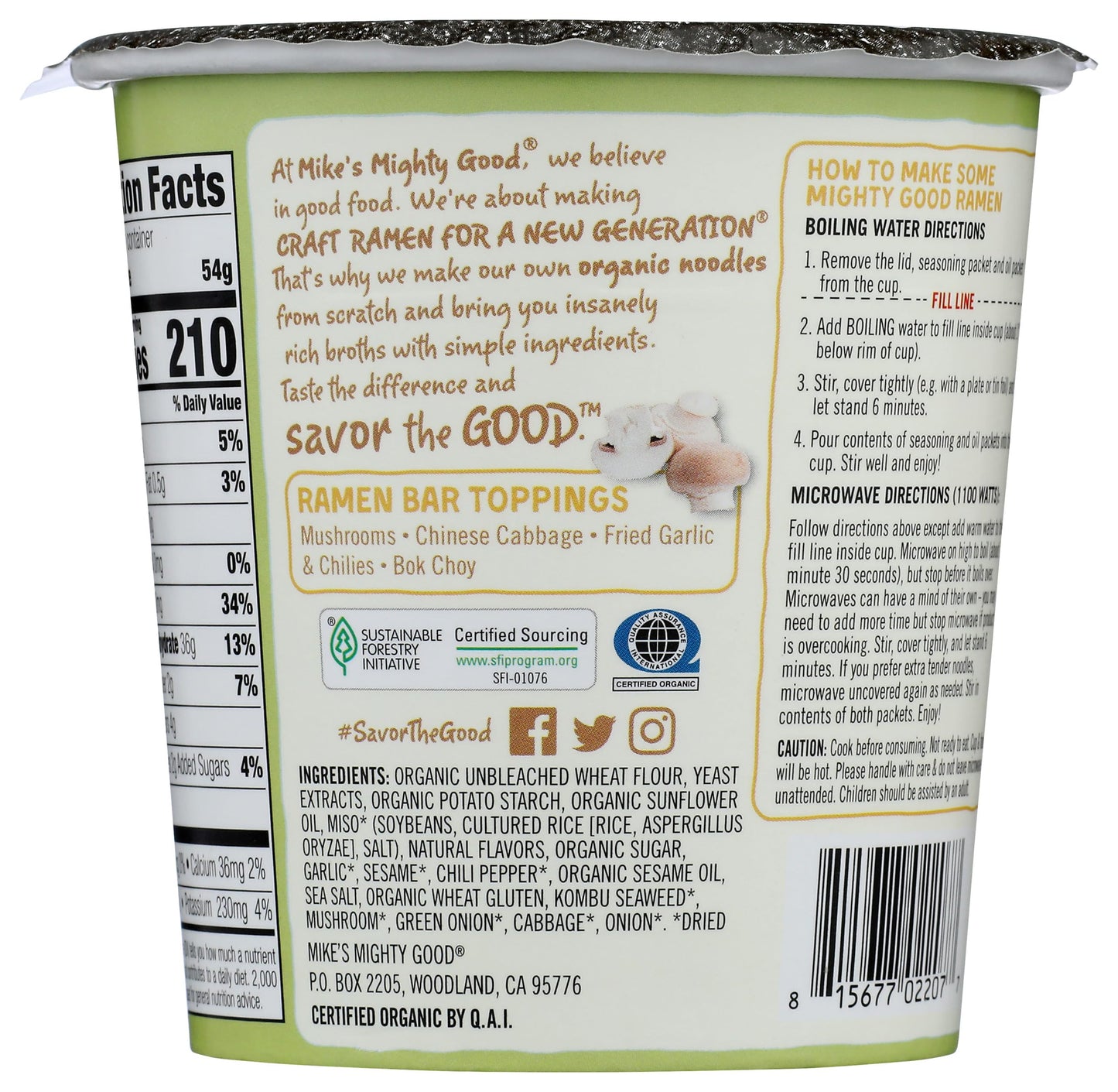 Mike's Mighty Good Ramen Soup, Vegetable, 1.9 Oz