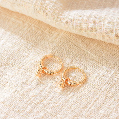 Mevecco Gold Hoop Earrings 14K Gold Plated Delicate Dangle Beads CZ Earrings for Women Jewelry Gift (dangle beads)