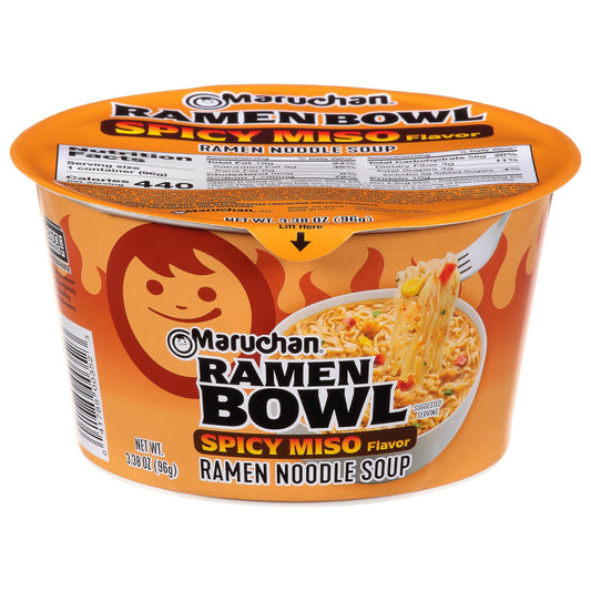 Maruchan Bowl Spicy Miso, Microwaveable Ramen Soup Mix, 3.38 Oz, 6 Count
