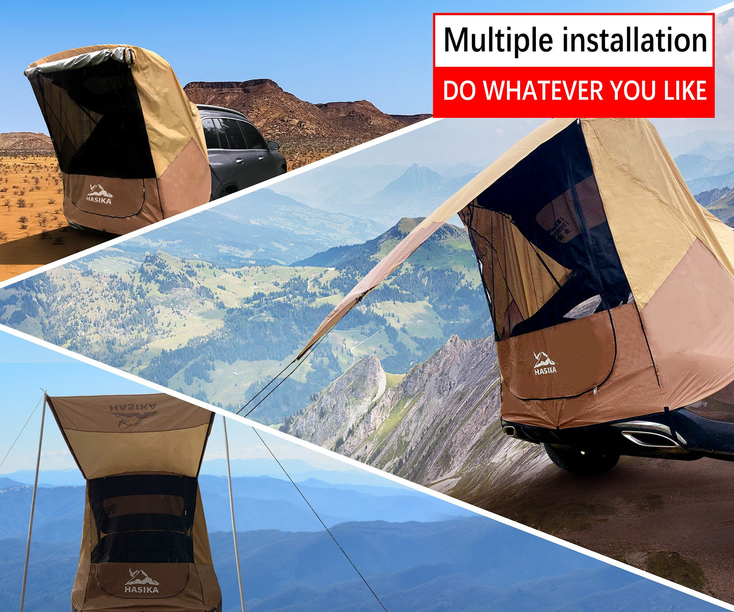 Hasika Camping Tent 2 Person Sun Shade Privacy Shelter Easy Set Up 120 Seconds Waterproof 3000MM UPF 50+ Yellow (Large)