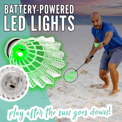 Franklin Sports Badminton Rackets - Glow in the Dark 2 Player Racket Set - Set of (2) Rackets + (2) Birdies - Backyard Badminton Game for Kids + Adults