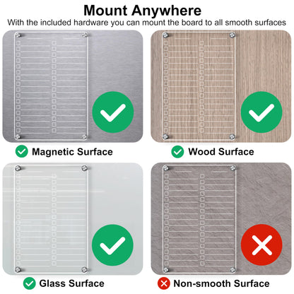 Acrylic Magnetic Dry Erase Board for Fridge 3 Pcs, Clear Fridge Whiteboard to Do List White Board for Refrigerator Weekly Meal Planner Menu Board for Kitchen Fridge Calendar Magnet