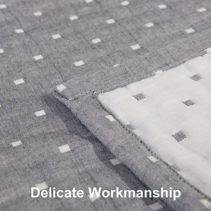 NTBAY 3 Layer Toddler Blanket, Muslin Cotton Jacquard Bed Blankets, Lightweight Thermal Baby Blanket, Super Soft and Warm Crib Blanket for All Seasons, Decoration Gift, 45"x60", Grey Dot