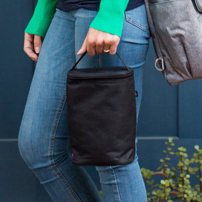 J.L. Childress TwoCOOL Breast Milk Cooler Travel Bag - Insulated Baby Bottle Storage Bag, Portable Organizer Pack for Breast Milk, Use for Daycare or On The Go, Fits 2-4 Bottles - Black