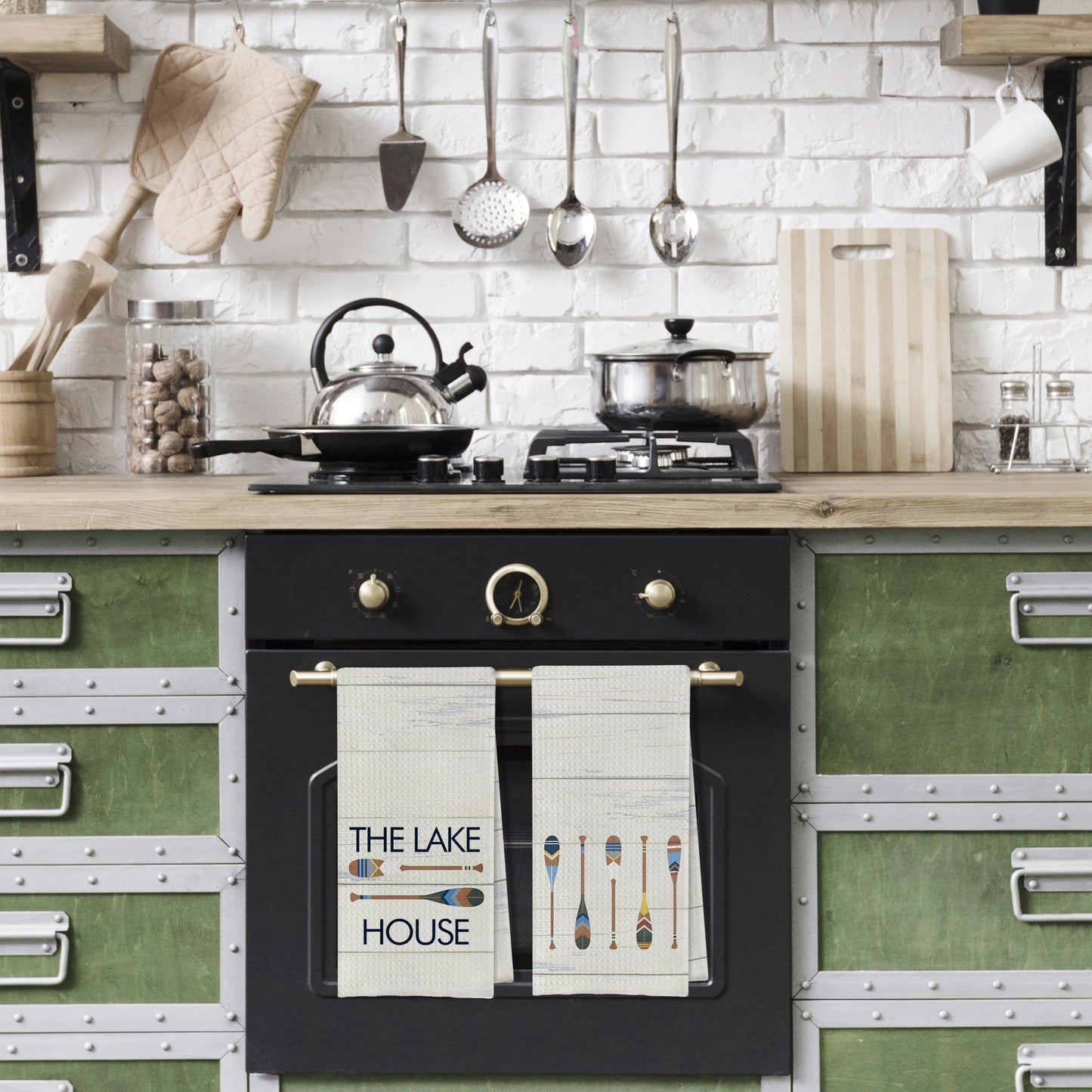 Geqtt Rustic Lake Kitchen Towels Set - Lake Dish Towels for Kitchen, Lake House Gifts, Welcome to The Lake Hand Tea Towels for Bathroom, Lake House Decor for The Home (16×24 Inches Set of 4)