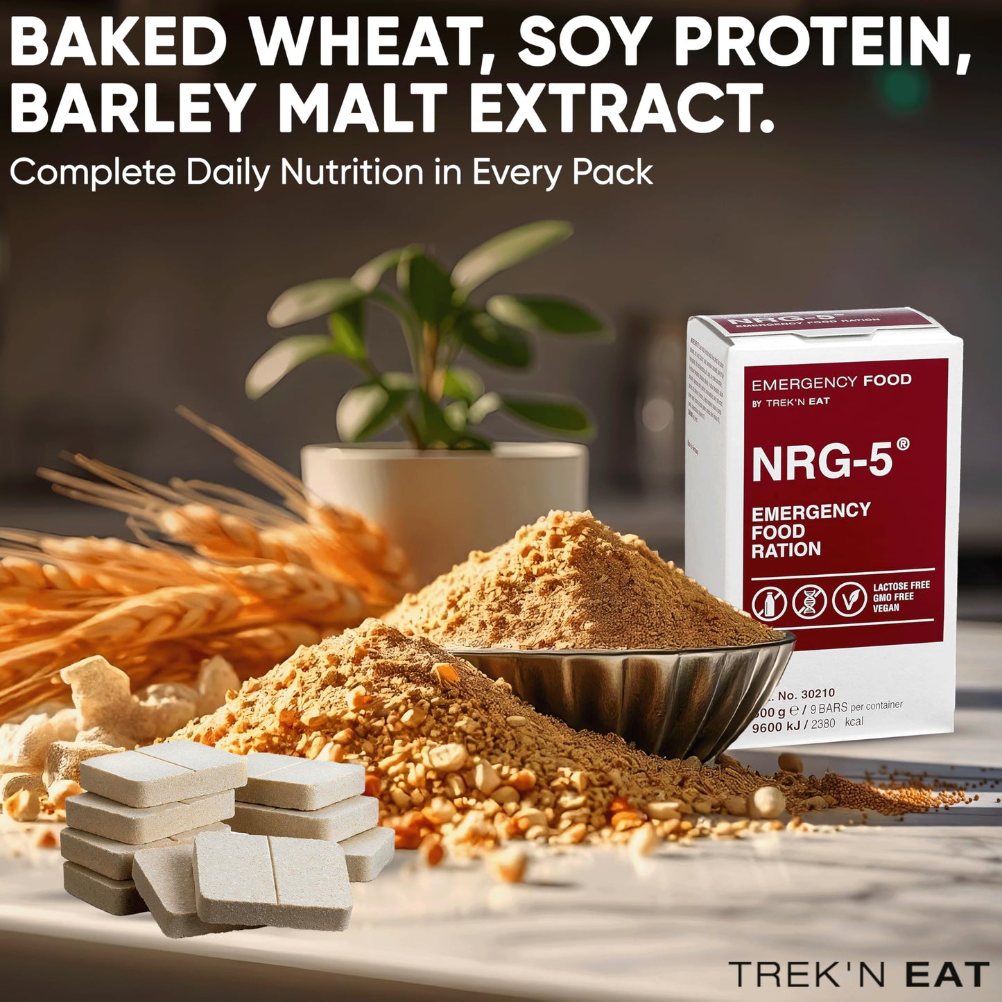 Katadyn NRG-5 Emergency Food Ration 500g Pack of 1 (9 Bars) Ready to Eat 2380 kcal, Vegan, Lactose-Free, GMO-Free | Long-Term Survival, Emergency Preparedness and Outdoor Adventure Food Bar