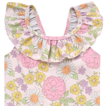 Gerber Girls' Standard One-Piece Swimsuit, Retro Floral