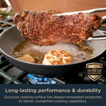 Ninja Ceramic Pro 12" Fry Pan, Non-Stick Pan, Nontoxic, PTFE Free, Ceramic Coated, Stainless Steel Handle, Stove and Oven Safe to 550°F, All Stovetops & Induction Compatible, Midnight Blue, CW30030MM