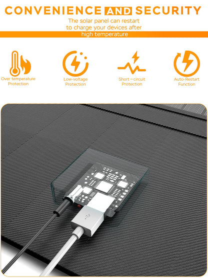 MARBERO 21W Portable Solar Panel Foldable Solar Panel Charger IP65 Waterproof Solar Panels 23% High Efficiency Fast Charger USB Ports & DC 18V Output for Camping Outdoor Travel Emergency Cloudy
