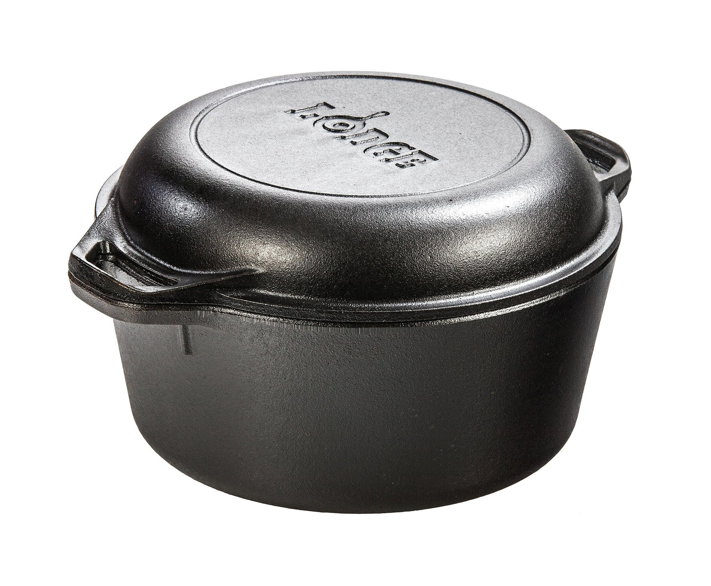 Lodge 5 Quart Cast Iron Double Dutch Oven – Pre-Seasoned – Lid Converts to 10.25" Skillet – PFAS-Free – Made in USA – Dual Handles – Oven, Grill, Campfire & Stovetop Safe – Durable & Non-Toxic