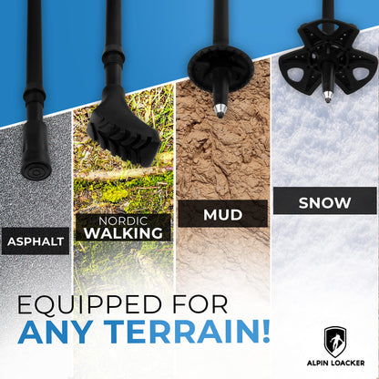 ALPIN LOACKER Collapsible Trekking Poles for Hiking I Carbon Hiking Poles Ultra Lightweight I Adjustable Trekking Poles for Women and Men with Cork Grip, 45-53 inches