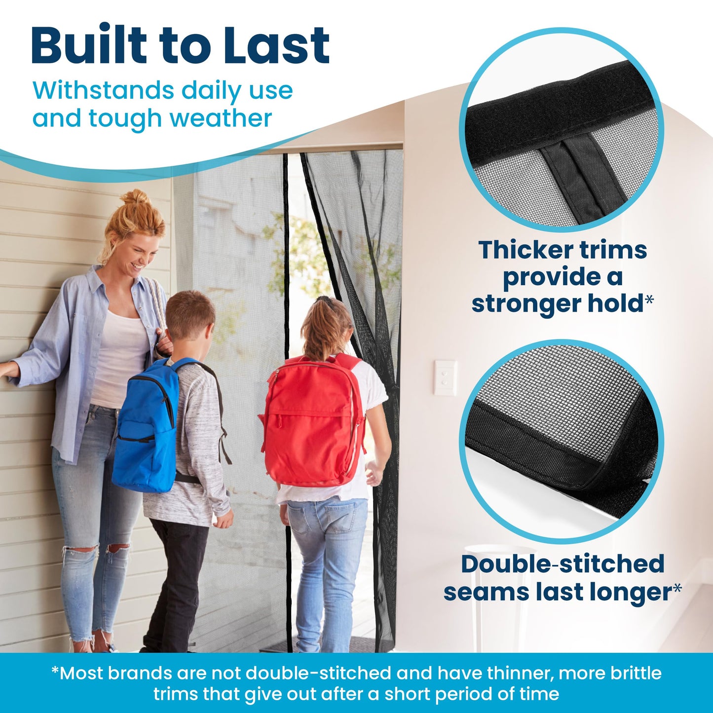 Magnetic Screen Door - Bugs Out, Breeze in - 9min Install Auto-Sealing Heavy Duty Double Stitched Mesh, 52 Magnets, Hands Free Sliding & Patio Door Net, Pet & Kid Friendly, 38 x 82 Inch, Flux Phenom