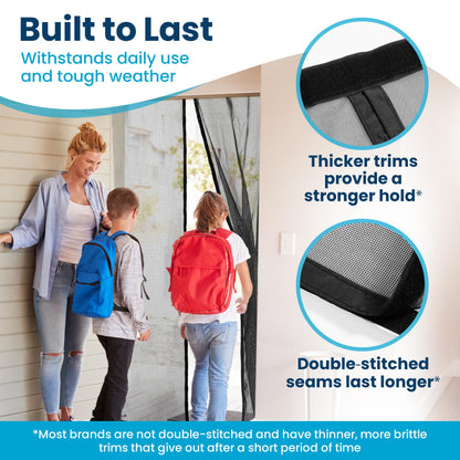 Magnetic Screen Door - Bugs Out, Breeze in - 9min Install Auto-Sealing Heavy Duty Double Stitched Mesh, 52 Magnets, Hands Free Sliding & Patio Door Net, Pet & Kid Friendly, 38 x 82 Inch, Flux Phenom