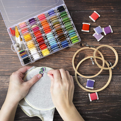 Peirich Embroidery Floss Cross Stitch Supplies, Friendship Bracelets String Kit Embroidery Floss Kit Cross Stitch Kits with Organizer Sewing Boxes Cross Stitch Tools - Gift for Christmas Birthday