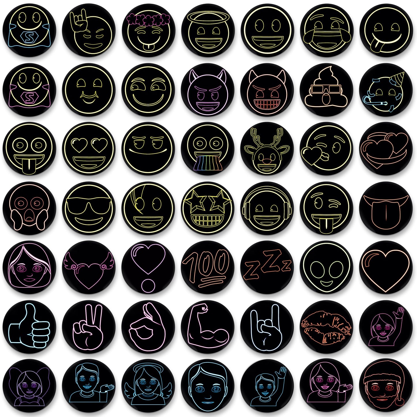 MORCART 54Pcs Emoji Refrigerator Magnets Fridge Magnets for Locker Whiteboard - Neon Magnets Funny Magnets for School Home Kitchen Office Gift for Family and Friend EM-026